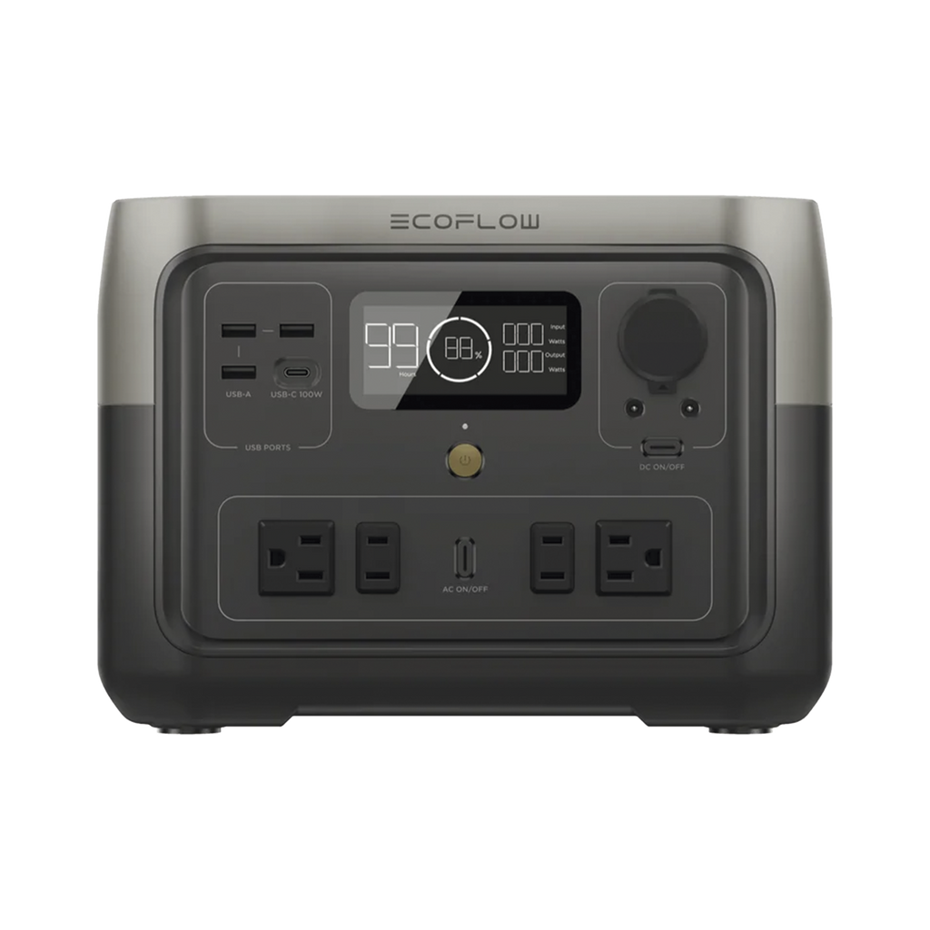 EcoFlow River 2 Max | Estación de Energía Portátil 512Wh Litio LFP 4 AC 500 W (Max. 1000W) 1 USB-C 100W 3 USB -A 12W Cargador de Coche 8A a 12 o 24V Conectividad WiFi y Bluetooth (App) Carga Solar 220W Max ECOFLOW EFR610 - SILYMX