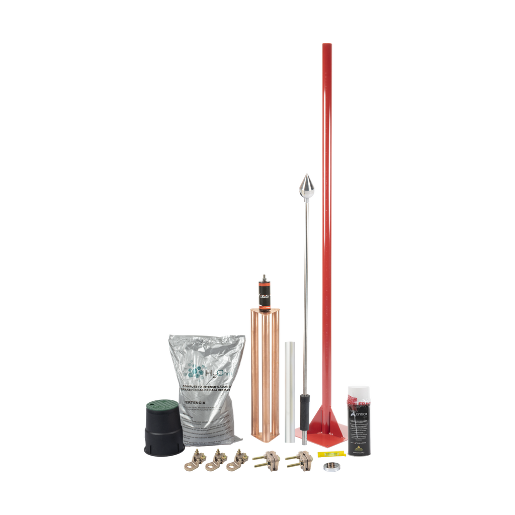Kit Pararrayo con Accesorios para Protección de Diámetro de 80 m TOTAL GROUND KIT-MASTER-ALU-V2 - SILYMX
