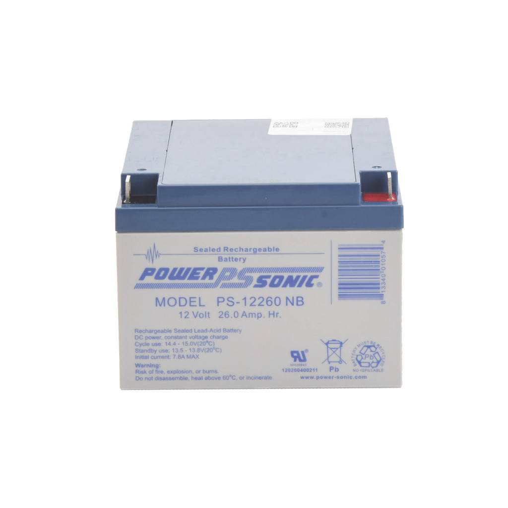 Batería 12V 26AH Para Respaldo AGM/VRLA 5 Años Vida Útil Terminales NB Reconocida UL POWER SONIC PS-12260-NB - SILYMX