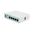 Ruteador Mikrotik 5 Puertos Gigabit Ethernet 1 Puerto USB Carcasa Plástico Consumo 5W Adaptador 24V 0.3A RB750GR3