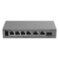 Switch Layer 2 Smart Cloud Managed / 7 Puertos Gigabit / 4 Puertos PoE+ 54 W / 1 Puerto SFP Uplink / 14 Gbps Switching Capacity / Diseño Sin Ventilador / Protección 6 kV / Ruijie Cloud / CCTV Mode