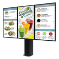 Kiosco digital exterior / 55" / IP65 / UL 48 / Base pedestal 8" / Rotación 30° / 3 pantallas / 1.83 m / Drive-thru