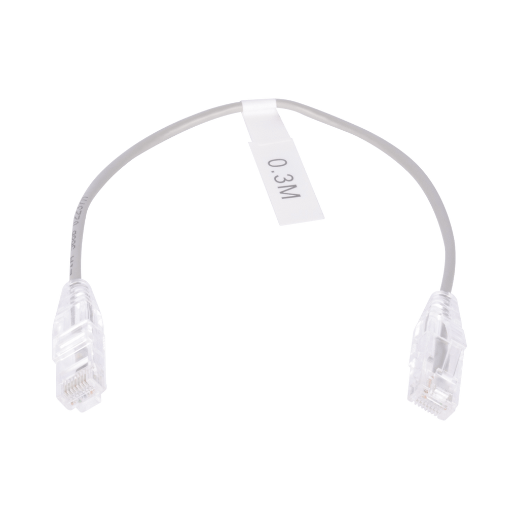 Patch Cord Slim UTP Cat6 - 30 cm Gris Diámetro Reducido (28 AWG) - SILYMX