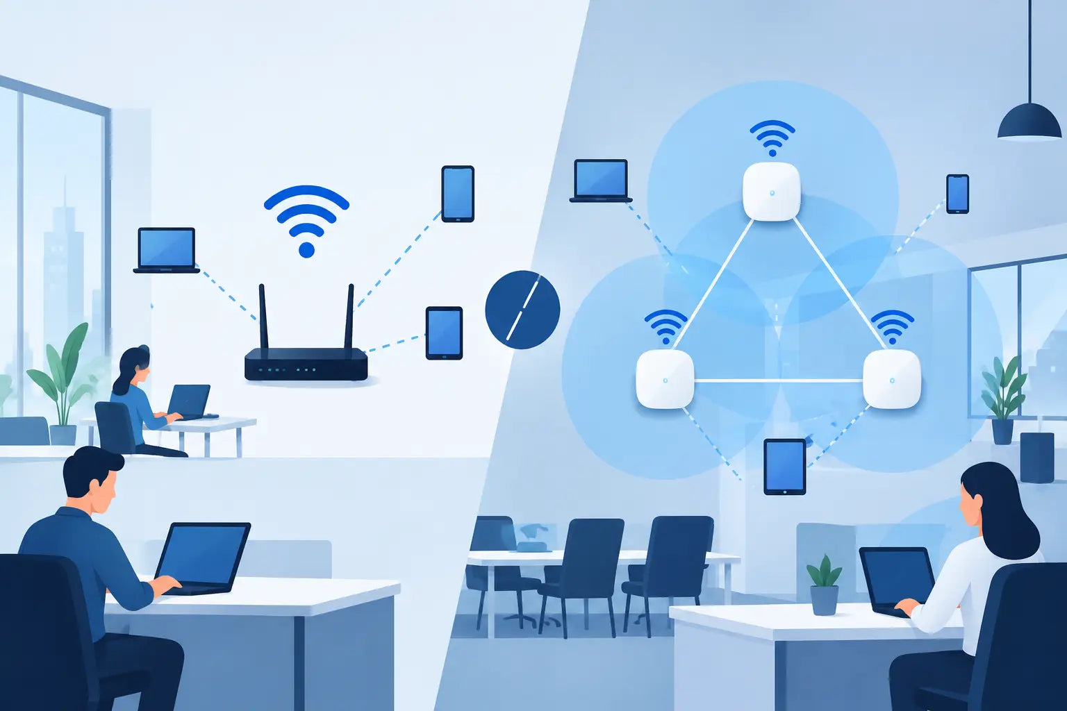 WiFi empresarial versus mesh: cuál conviene