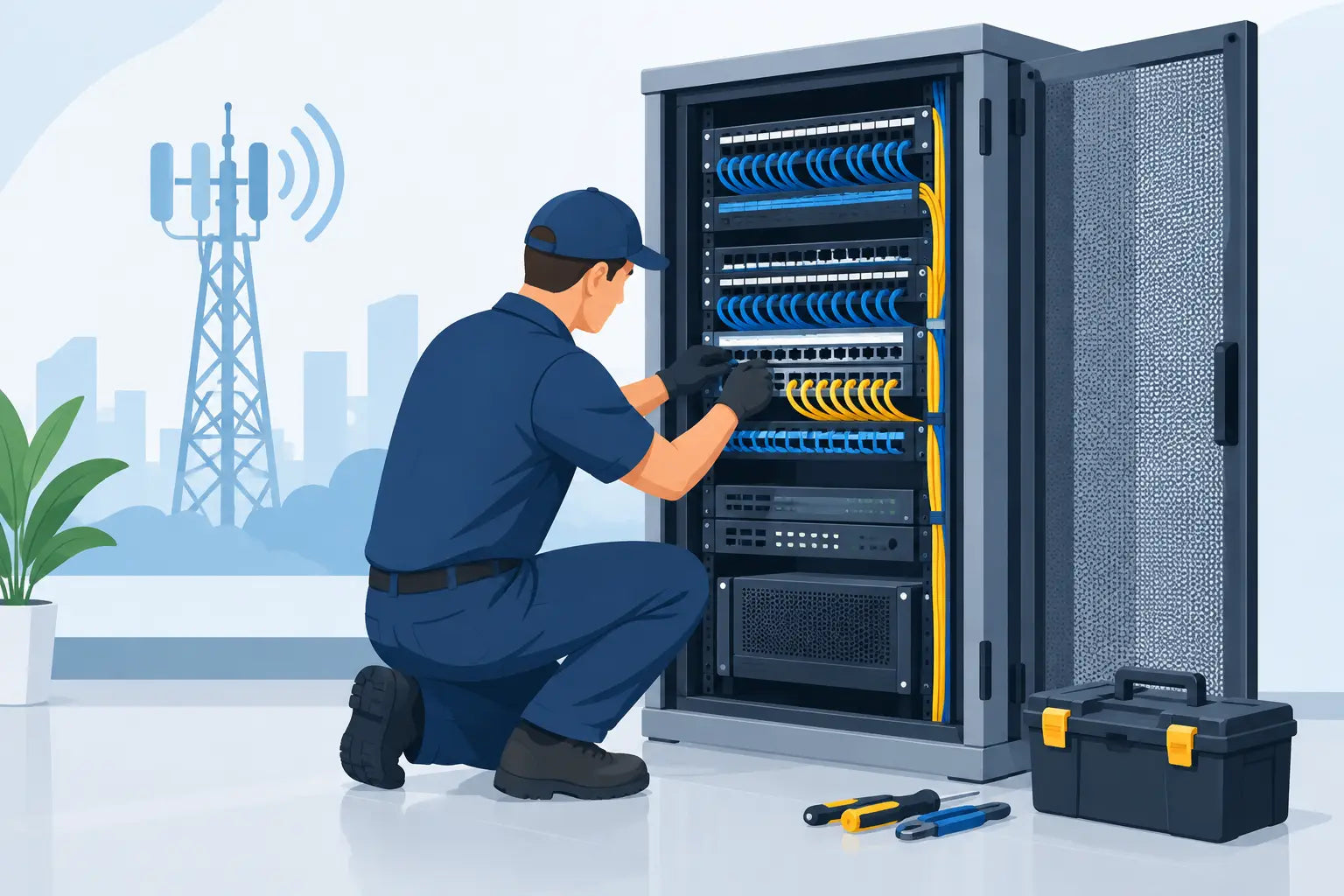 Montaje de gabinete para telecomunicaciones
