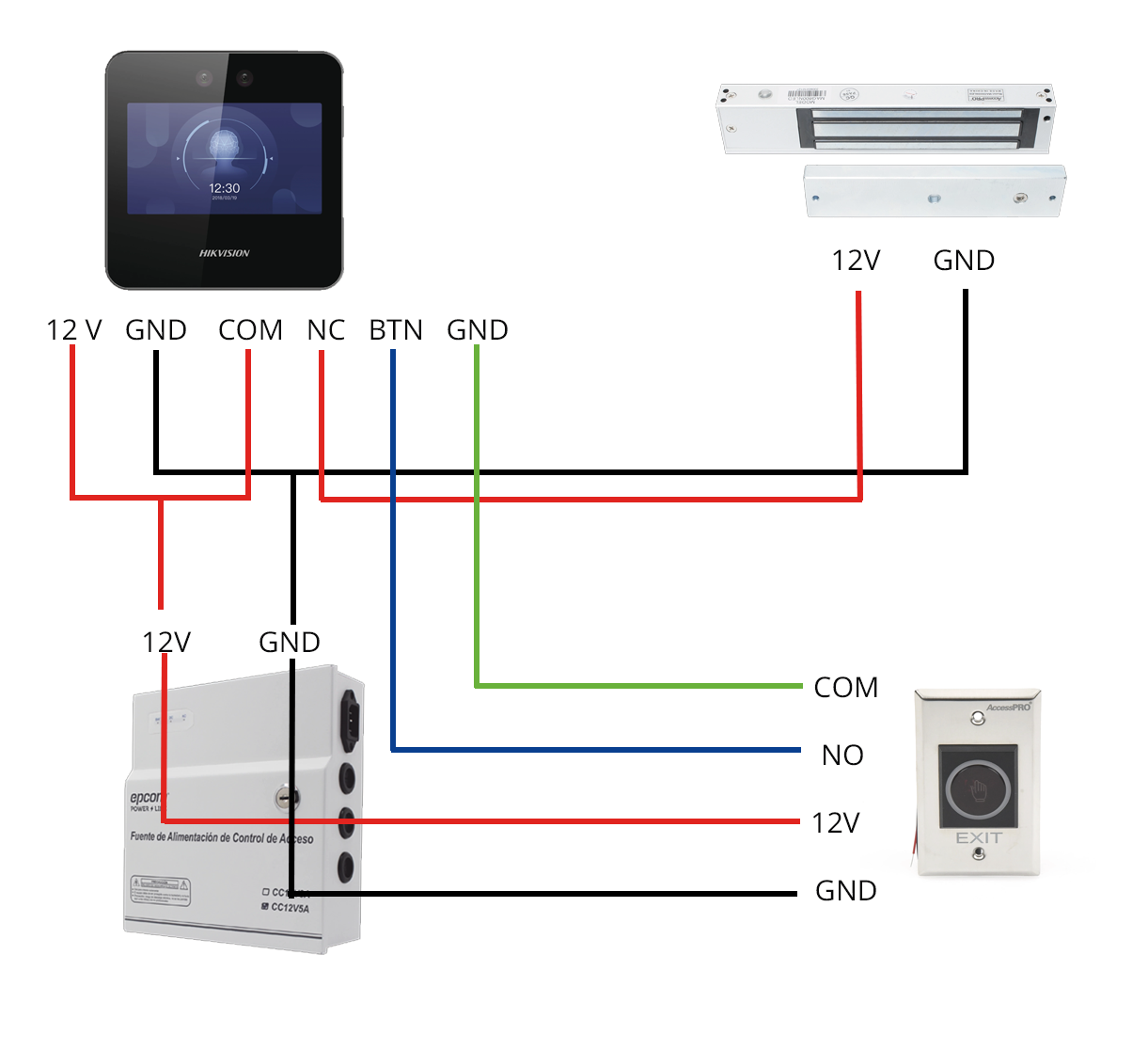 Diagrama conexion chapa magnetica y boton de salida