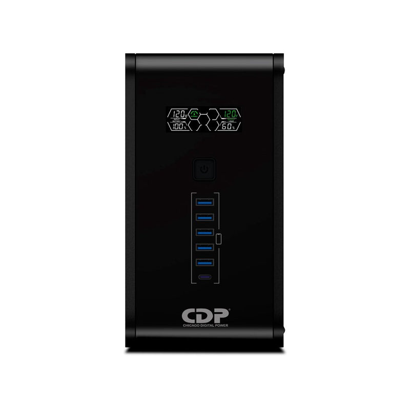 No Break UPS de 1500VA 900W con pantalla LCD 10 terminales de salida: 5 con respaldo y AVR y 5 con supresión de picos R-SMART1510