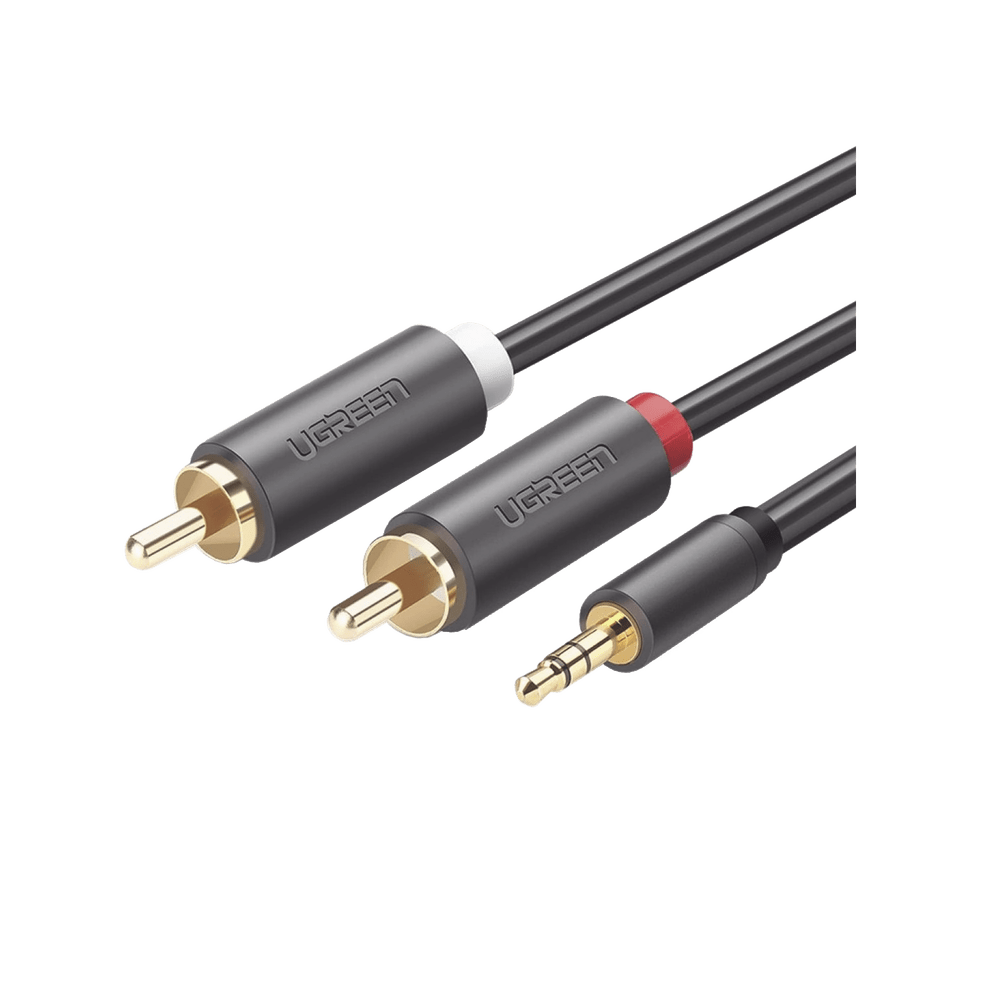 Cable Adaptador de 3.5mm Macho a 2 RCA Macho 3 Metros Color Gris Blindaje Múltiple ABS Alta Calidad 10512 - SILYMX
