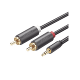 Cable Adaptador de 3.5mm Macho a 2 RCA Macho 3 Metros Color Gris Blindaje Múltiple ABS Alta Calidad 10512 - SILYMX