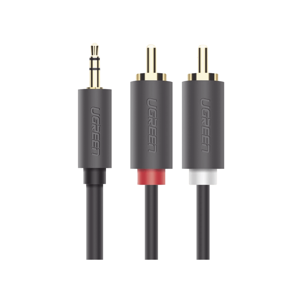 Cable Adaptador de 3.5mm Macho a 2 RCA Macho 3 Metros Color Gris Blindaje Múltiple ABS Alta Calidad 10512 - SILYMX