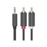 Cable Adaptador de 3.5mm Macho a 2 RCA Macho 3 Metros Color Gris Blindaje Múltiple ABS Alta Calidad 10512 - SILYMX