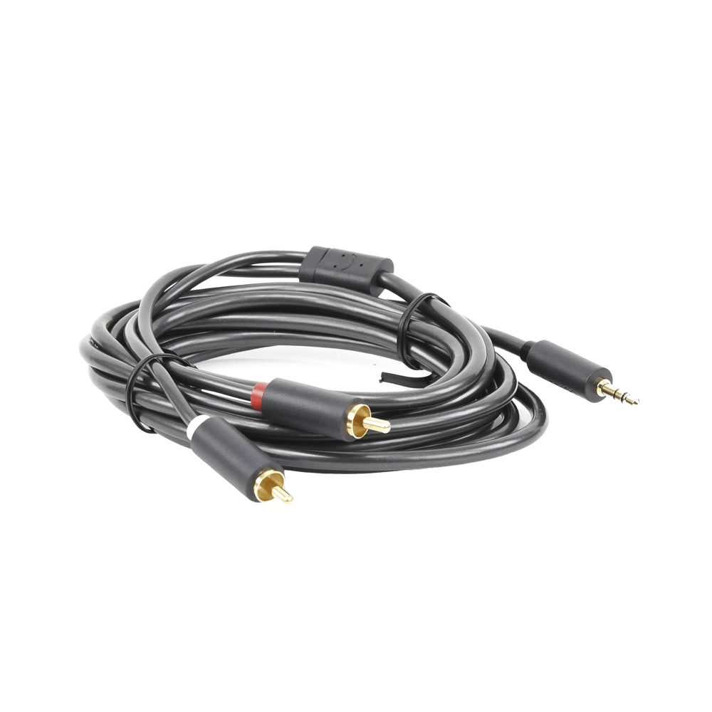 Cable Adaptador de 3.5mm Macho a 2 RCA Macho 3 Metros Color Gris Blindaje Múltiple ABS Alta Calidad 10512 - SILYMX