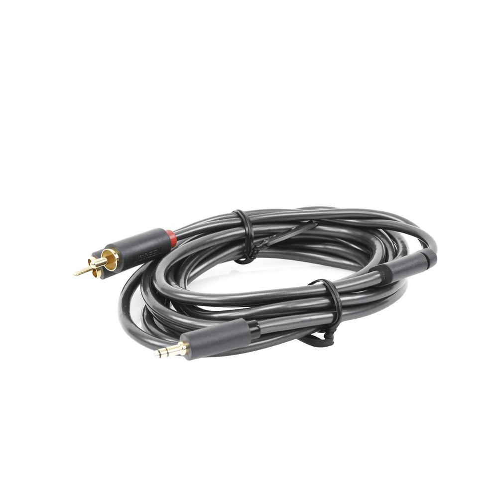 Cable Adaptador de 3.5mm Macho a 2 RCA Macho 3 Metros Color Gris Blindaje Múltiple ABS Alta Calidad 10512 - SILYMX