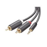 Cable Adaptador de 3.5mm Macho a 2 RCA Macho 3 Metros Color Gris Blindaje Múltiple ABS Alta Calidad 10512 - SILYMX