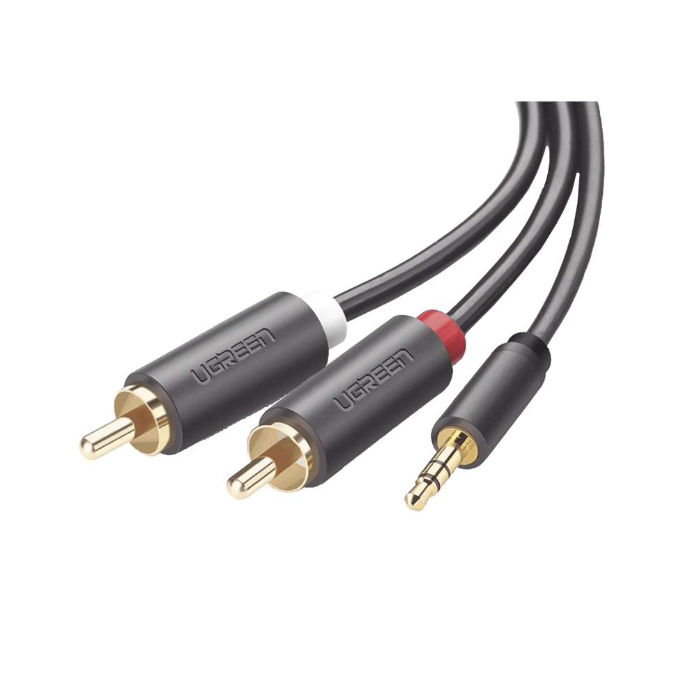 Cable Adaptador de 3.5mm Macho a 2 RCA Macho 3 Metros Color Gris Blindaje Múltiple ABS Alta Calidad 10512 - SILYMX