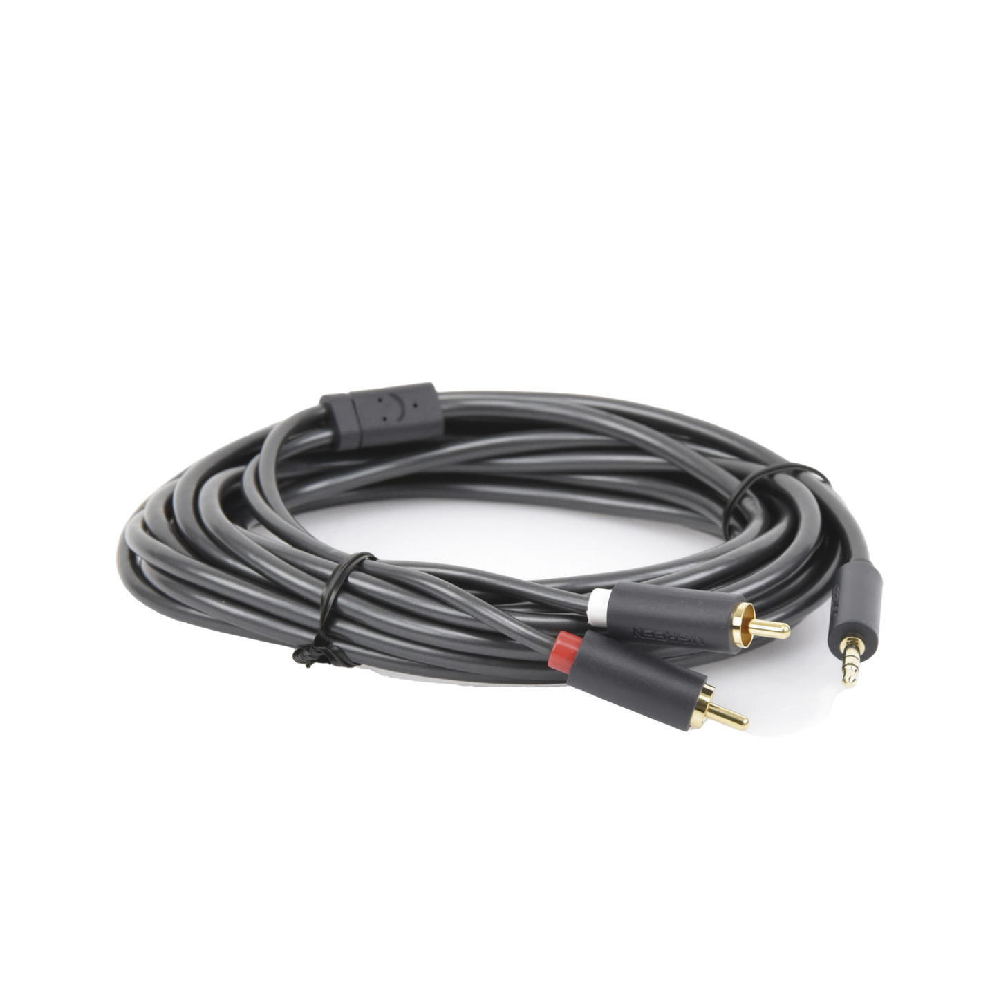 Cable Adaptador de 3.5mm Macho a 2 RCA Macho 5 Metros Color Gris Blindaje Múltiple ABS Alta Calidad 10513 UGREEN - Imagen 1