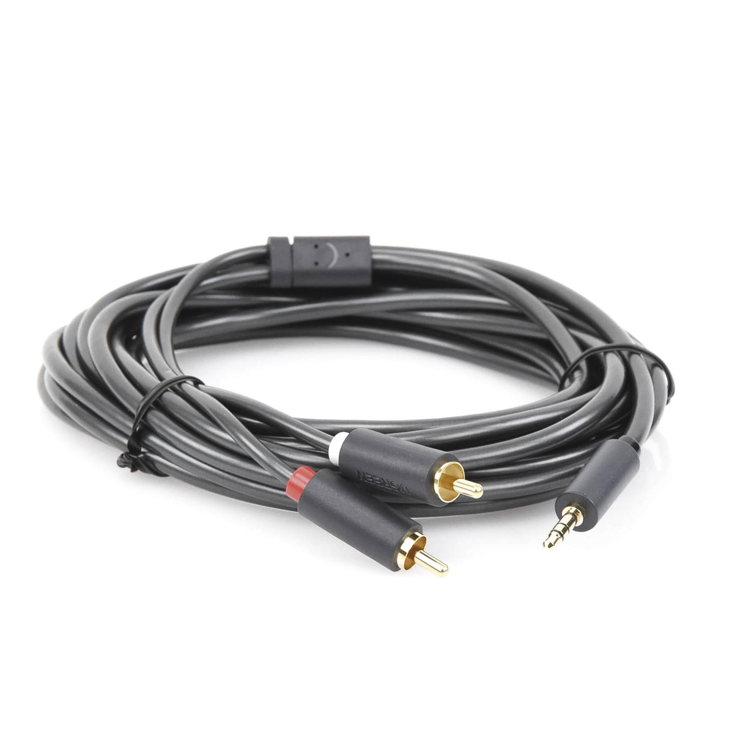 Cable Adaptador de 3.5mm Macho a 2 RCA Macho 5 Metros Color Gris Blindaje Múltiple ABS Alta Calidad 10513 UGREEN - Imagen 2