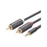 Cable Adaptador de 3.5mm Macho a 2 RCA Macho 5 Metros Color Gris Blindaje Múltiple ABS Alta Calidad 10513 - SILYMX