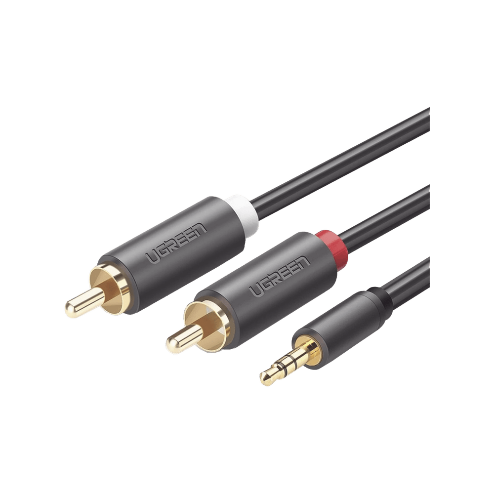 Cable Adaptador de 3.5mm Macho a 2 RCA Macho 5 Metros Color Gris Blindaje Múltiple ABS Alta Calidad 10513 - SILYMX