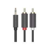 Cable Adaptador de 3.5mm Macho a 2 RCA Macho 5 Metros Color Gris Blindaje Múltiple ABS Alta Calidad 10513 - SILYMX