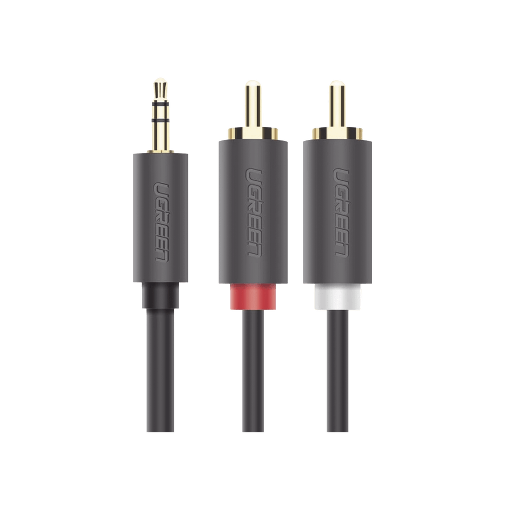 Cable Adaptador de 3.5mm Macho a 2 RCA Macho 5 Metros Color Gris Blindaje Múltiple ABS Alta Calidad 10513 - SILYMX