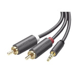 Cable Adaptador de 3.5mm Macho a 2 RCA Macho 5 Metros Color Gris Blindaje Múltiple ABS Alta Calidad 10513 - SILYMX