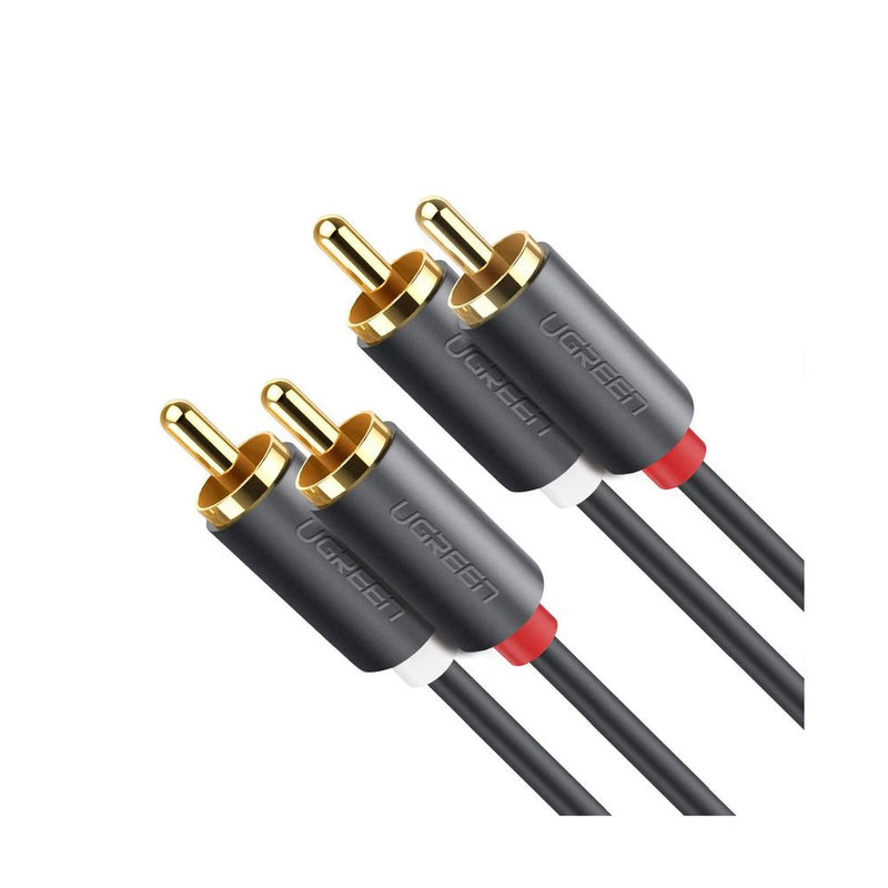 Cable de Audio 2 RCA Macho a 2 RCA Macho 5 Metros Color Negro Alta Calidad Anillos de goma para asegurar un agarre firme al instalar o quitar el cable 10520 - SILYMX