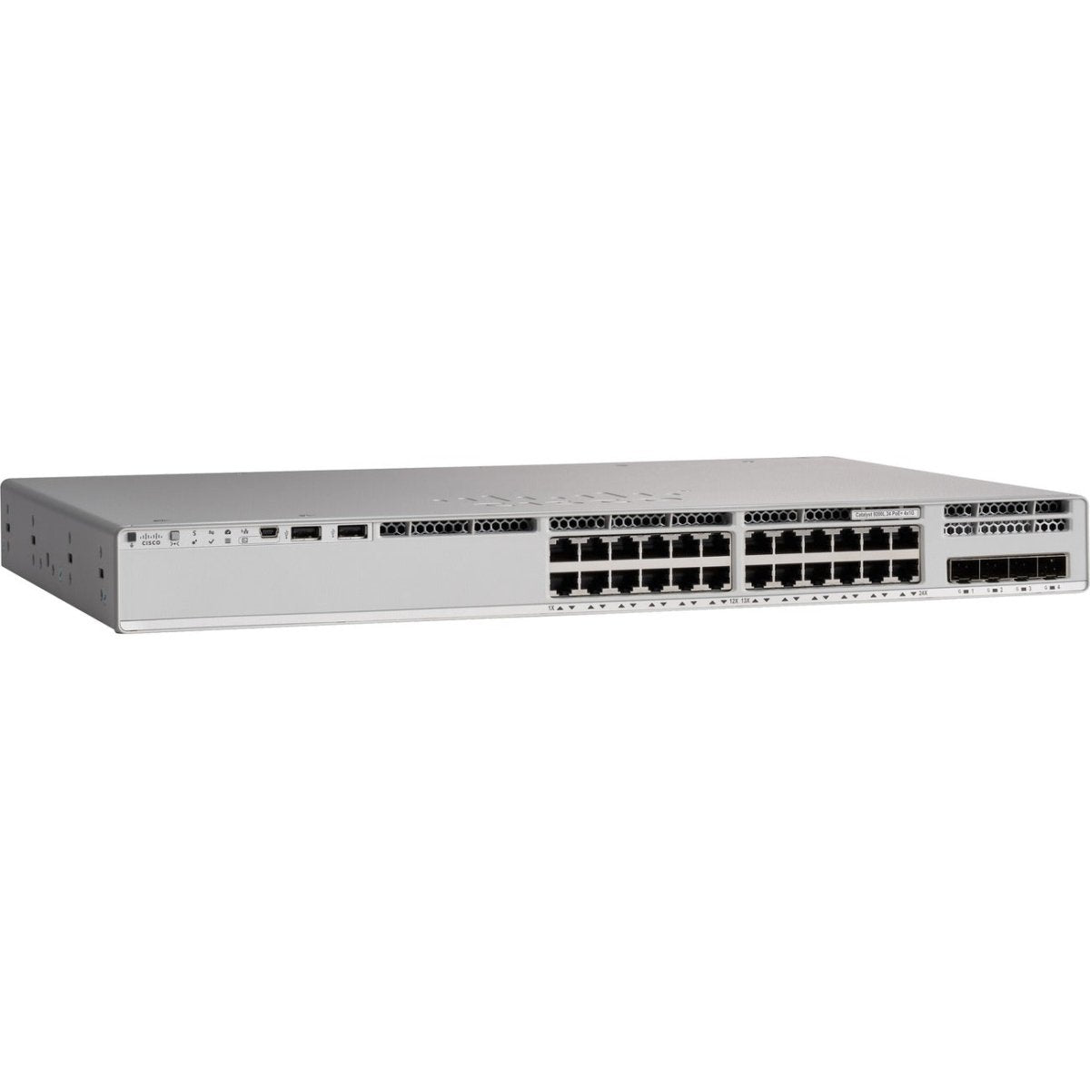 Cisco Switch Catalyst 9200L 24 puertos Gigabit Ethernet PoE+ 4 puertos SFP (4x 1G) Network Essentials Incluye cable CAB-TA-NA Es obligatorio adquirir la suscripción Cisco DNA Essentials los primeros 3 años - SILYMX