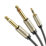 Cable de Audio Premium de 3.5 mm a 6.35mm Blindaje Interior Múltiple Transferencia de Audio sin Pérdidas 5 Metros Caja de Aleación de Zinc Amplia Compatibilidad 10619 - SILYMX