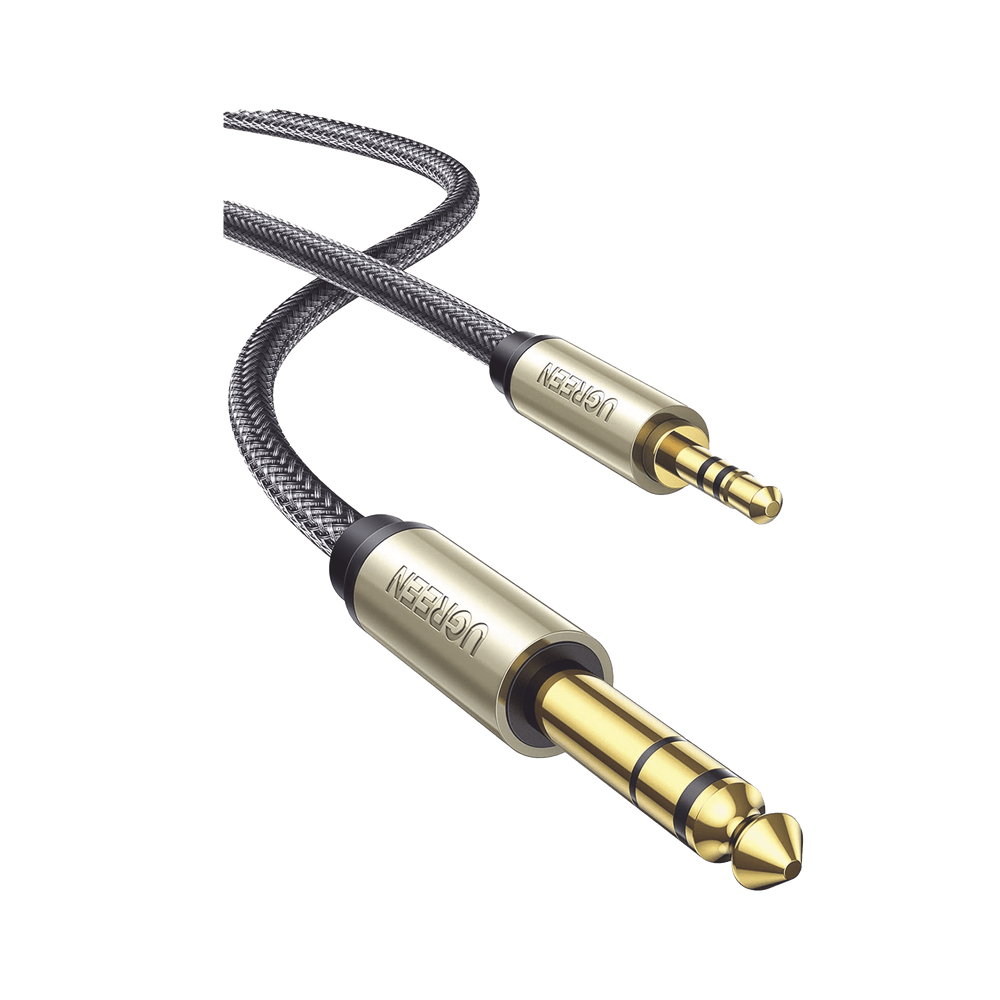 Cable Audio Estéreo 3.5mm (1/8") TRS a 6.35mm (1/4") TS / 1 Metro Audio de Hi-Fi Trenza de Nylon Blindaje MúltipleAleación Zinc Compatibilidad Universal - SILYMX