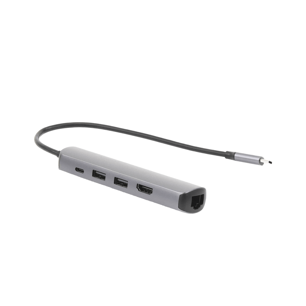 HUB USB-C Docking Station 5 en 1 Ultra Delgado 2 USB A 3.1 a 5 Gbps HDMI 4K 60Hz RJ45 Gigabit Ethernet USB C PD Carga Rápida 100W Soporta OTG Chips Inteligentes Pequeño y Ligero Caja de Aluminio 10919 - SILYMX