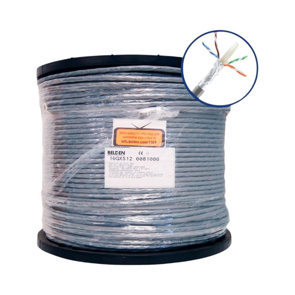 Cables Categoría 6ABELDEN10GXS12 0081000Bobina Cable UTP Cat6A 305m (1001ft) 625MHz 23AWG CMR Cobre Gris Belden 10GXS12 0081000 - SILYMX