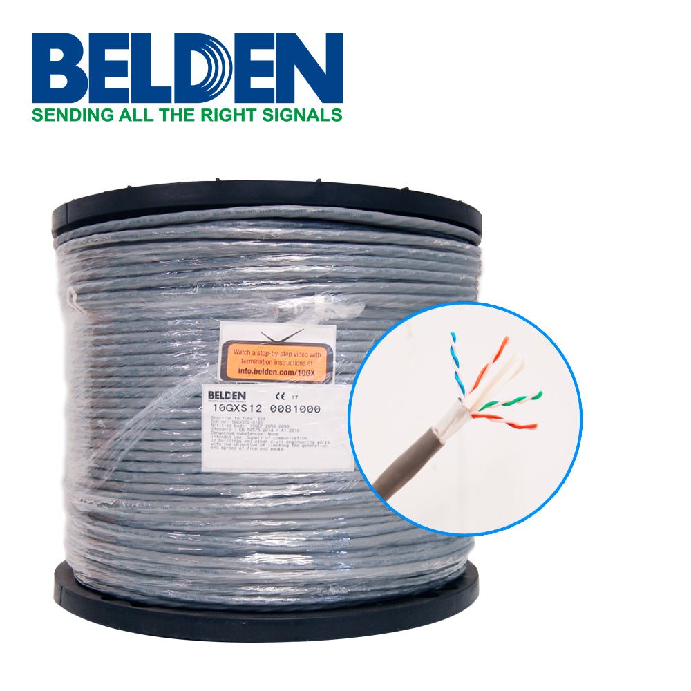 Bobina de Cable UTP Cat6a Belden CMR Riser Gris 305 Metros 10GXW12 0081000 - SILYMX