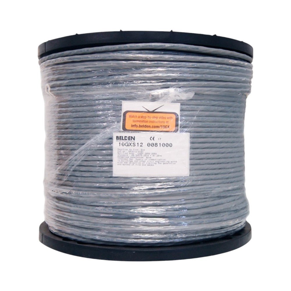 Cables Categoría 6ABELDEN10GXS12 0081000Bobina Cable UTP Cat6A 305m (1001ft) 625MHz 23AWG CMR Cobre Gris Belden 10GXS12 0081000 - SILYMX