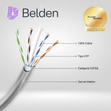 Cables Categoría 6ABELDEN10GXS12 0081000Bobina Cable UTP Cat6A 305m (1001ft) 625MHz 23AWG CMR Cobre Gris Belden 10GXS12 0081000 - SILYMX