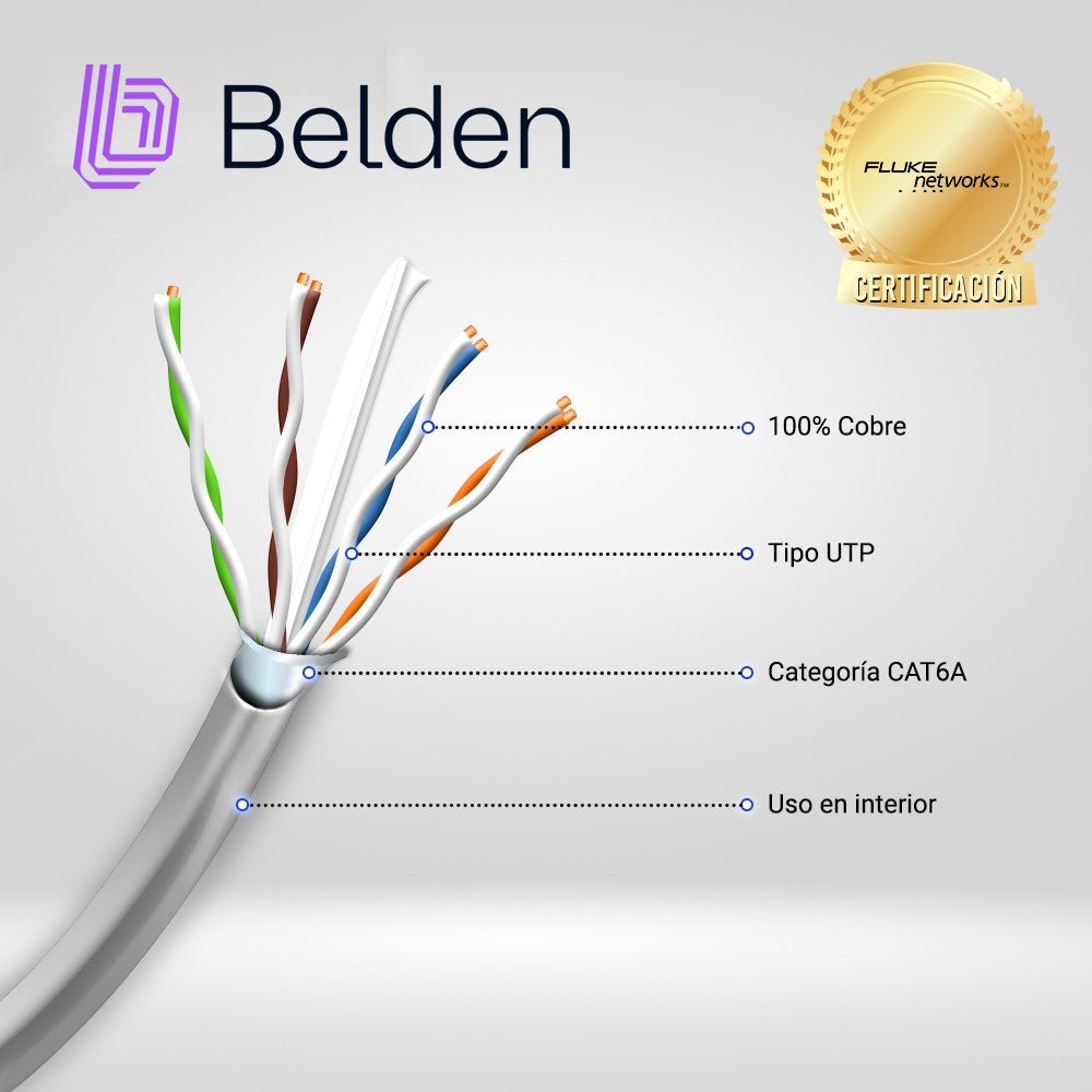 Cables Categoría 6ABELDEN10GXS12 0081000Bobina Cable UTP Cat6A 305m (1001ft) 625MHz 23AWG CMR Cobre Gris Belden 10GXS12 0081000 - SILYMX