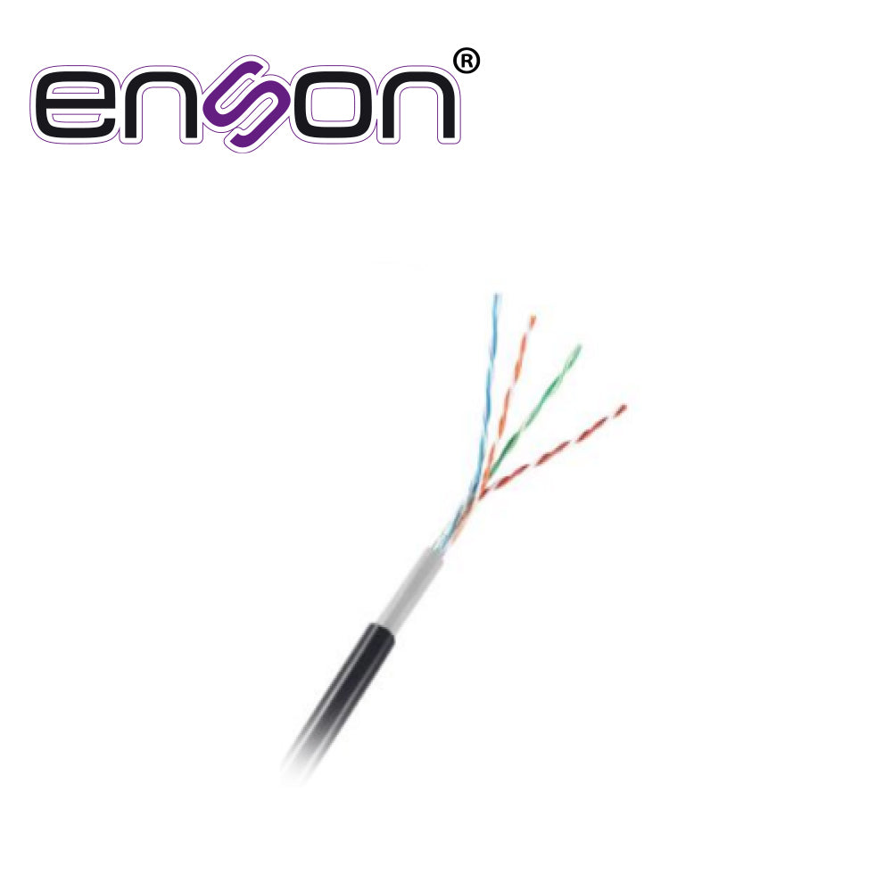 Bobina Cable UTP Cat5E Exterior 305m (1001ft) CCA 24 AWG Doble Forro PVC Negro ENSON 12252B305 - Imagen 1