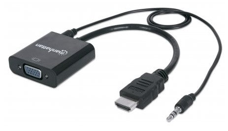 Convertidor HDMI a VGA con audio puerto de alimentación USB Micro-B opcional color negro empaquetado en bolsa de polietileno 151559 MANHATTAN - Imagen 1