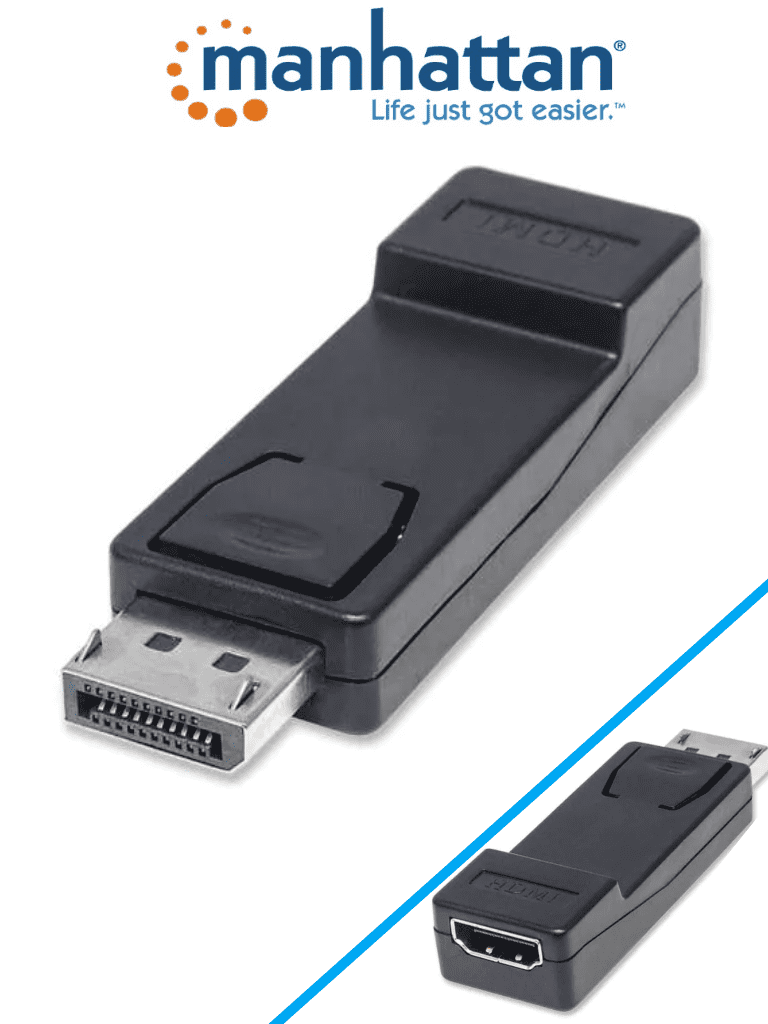 Cables de VideoManhattan151993Adaptador DisplayPort Macho a HDMI Hembra Full HD Plug and Play Manhattan 151993 - SILYMX