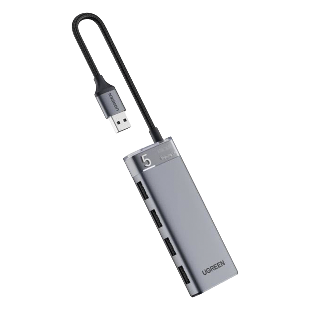 Hub USB 3.2 Gen1 4 Puertos USB-A 5Gbps OTG Cable Nylon 20cm LED UGREEN 15548 - Imagen 1