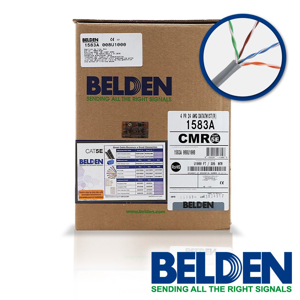 Bobina de Cable Belden Cat5e UTP 305 Metros Gris 1583A 008U1000 - SILYMX