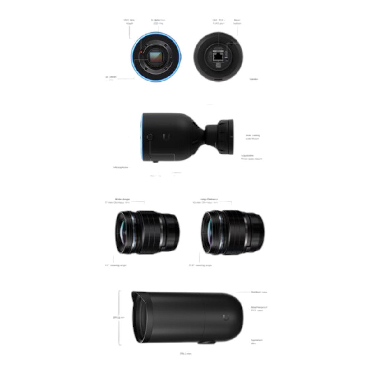 Camara IP bullet para exterior 8 MP 4K Lente fijo 17mm de apertura amplia Microfono y Bocina integrados Detección avanzada IA: Movimiento Personas Vehículos LPR UVC-AI-DSLR - SILYMX