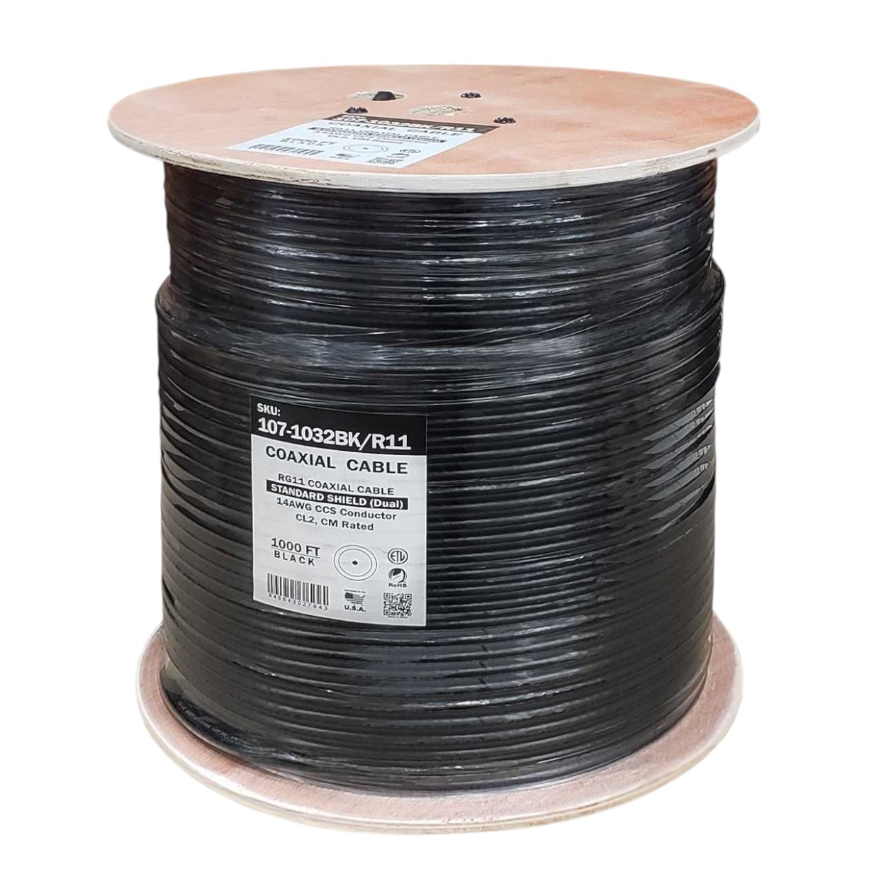 Cable Coaxial Blindaje Estándar Rg11 Conductor Sólido 14 Awg 107-1032BK_R11 - SILYMX