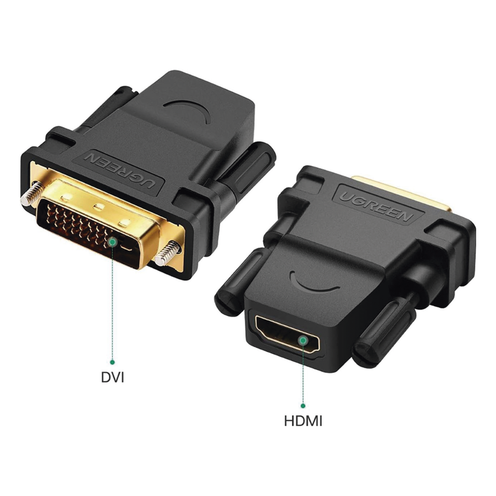 Adaptador DVI 24+1 Macho a HDMI Hembra 1080p 60Hz 3.28 pies (1m) Conectores Chapados en Oro UGREEN 20124 - Imagen 2