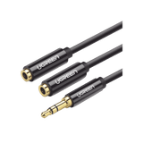 Cable Adaptador Divisor de Audio de 3.5mm Macho a 2 Terminales de 3.5mm Hembra 25 cm de Longitud Cable TPE Color Negro 20816 - SILYMX