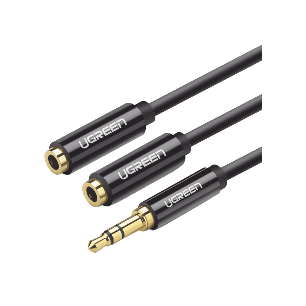 Cable Adaptador Divisor de Audio de 3.5mm Macho a 2 Terminales de 3.5mm Hembra 25 cm de Longitud Cable TPE Color Negro 20816 - SILYMX