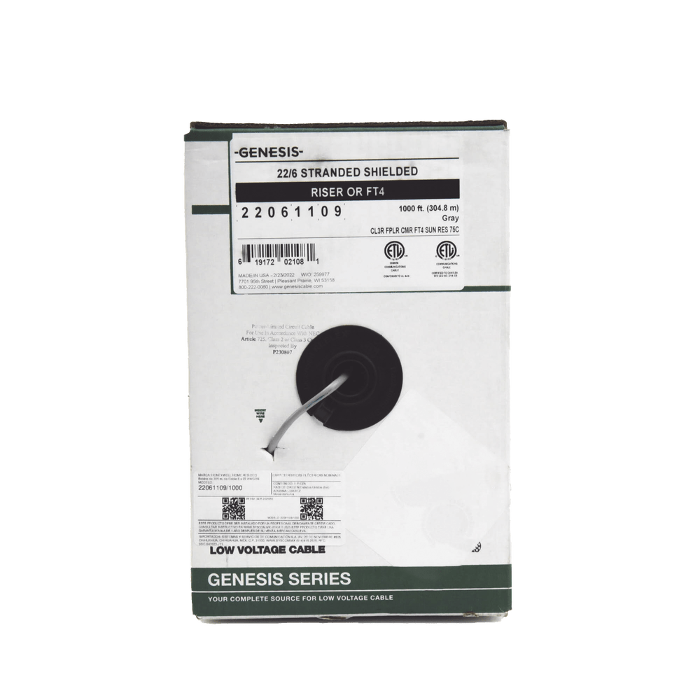 Bobina de Cable Genesis Honeywell 6x22 AWG BLINDADO Color Gris 305 Metros 22061109/1000 - SILYMX