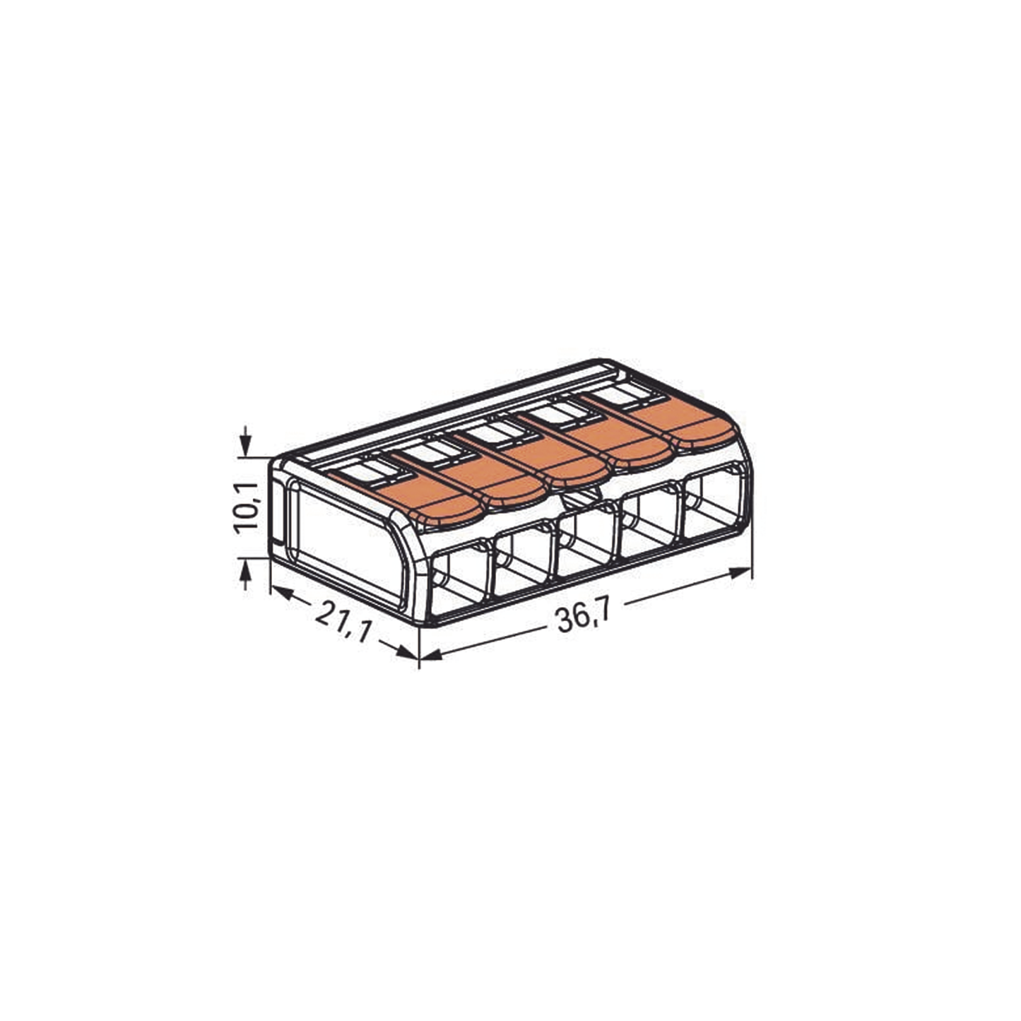 Conector Compacto para 1 Cable de Entrada 4 Cables de Salida / Cables Compatibles 10AWG-20AWG #N/A - Imagen 6