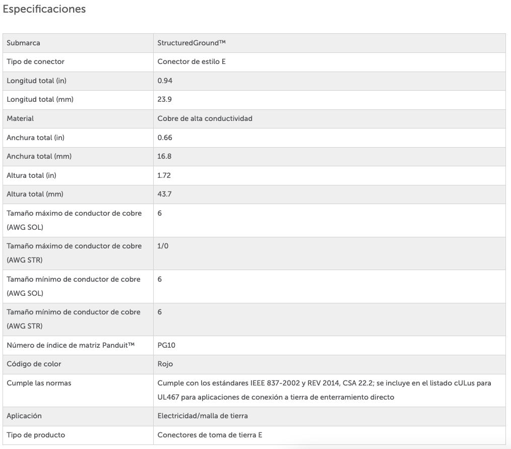 Conector de Conexión Tierra tipo E para Conductor de Cobre 6 AWG SOL  1/0 AWG STR 16–50 mm2 GCE1/0-1/0-L - SILYMX