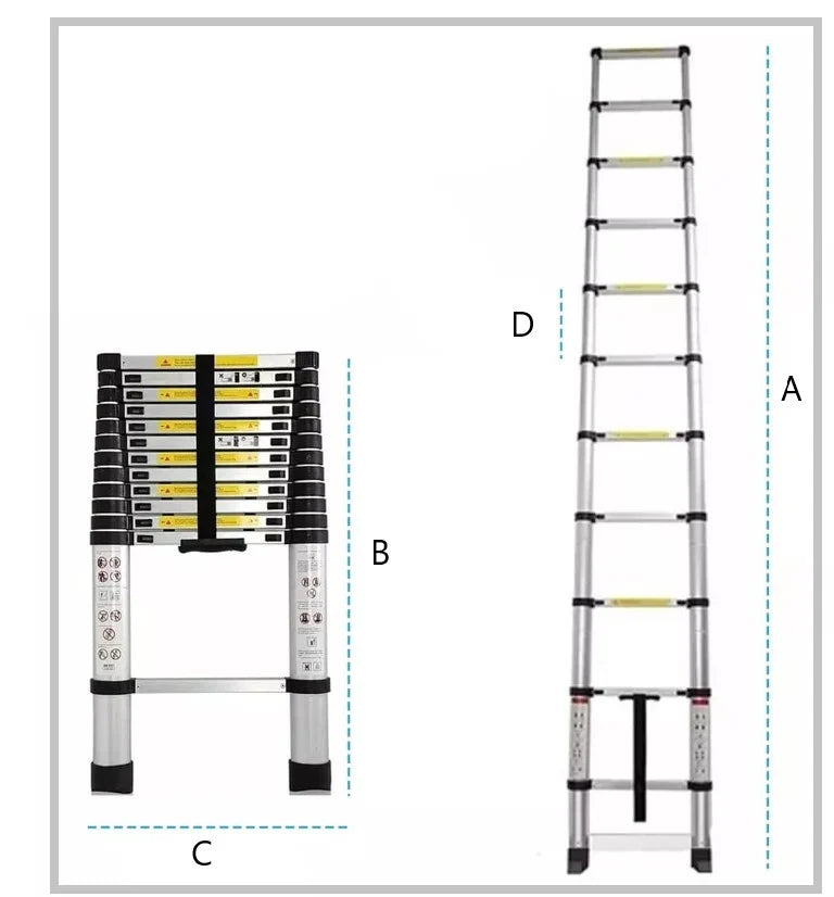 Escalera Telescópica de Aluminio de 3.8 Metros de Altura PST-H10-001 - SILYMX